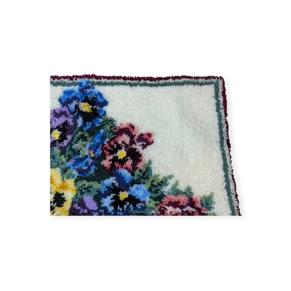 Handmade Colorful Pansy Soft Large Latch Hook Rug 42